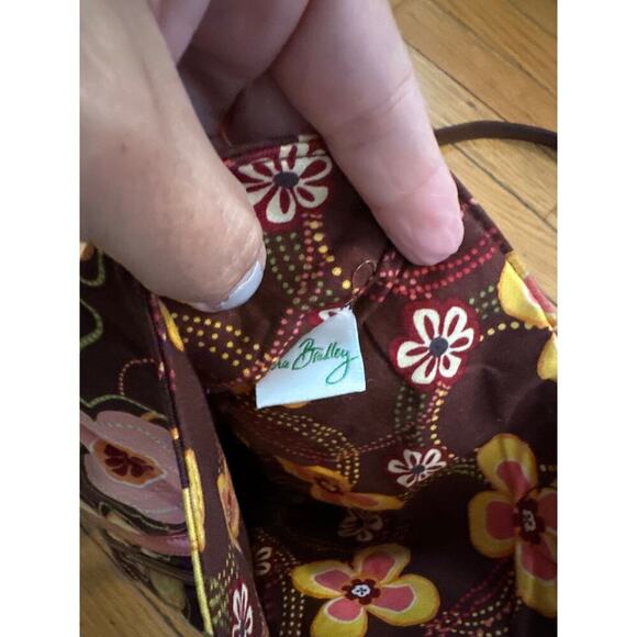 Vera Bradley Brown Floral Crossbody Purse • Small Quilted Messenger Hipster Bag - Picture 8 of 8